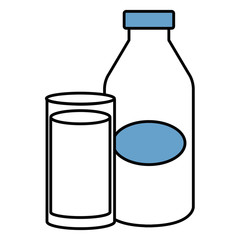 milk bottle with glass vector illustration design
