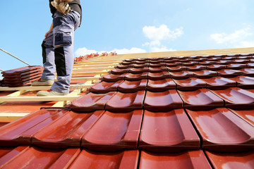 Fototapeta Tiling a roof obraz