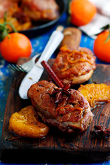 peking duck breast clementine spices.style rustic