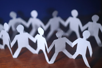 Paper Cutout People In A Row