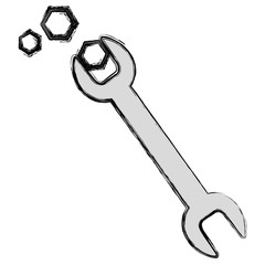 wrench tool with nuts vector illustration design