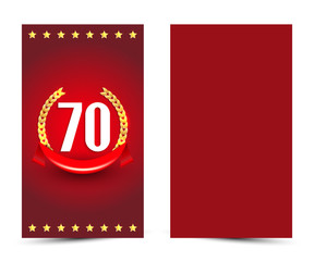 70 years anniversary decorated greeting / invitation card template with golden elements.