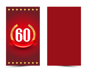 60 years anniversary decorated greeting / invitation card template with golden elements.