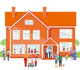 Obraz na płótnie Canvas Kindergarten mit Eltern und Familie