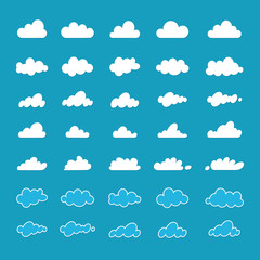 Flat design clouds capes collection set. Flat shadows. Clouds, flat design collection Vector illustration