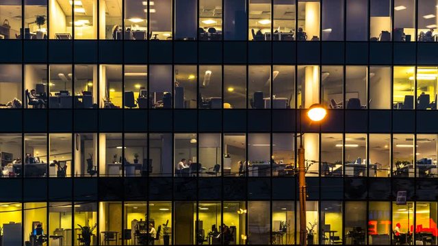creative office workers during operation and at the end of working day, time lapse