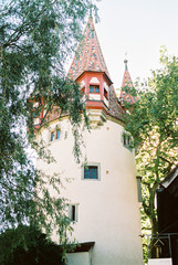 Fototapeta na wymiar A pastel bell tower in Bodensee, Germany