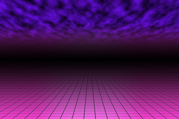 Pink Digital Horizon with Clouds