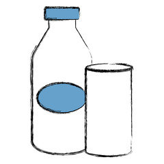 milk bottle with glass vector illustration design