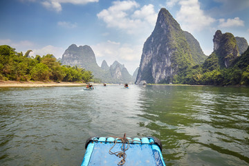 Li River bamboo raft from Guilin to Xingping, one of China top tourist attraction.