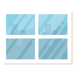 window with cityscape background vector illustration design