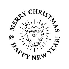 New year greeting card design with decorate text and stylized beard.