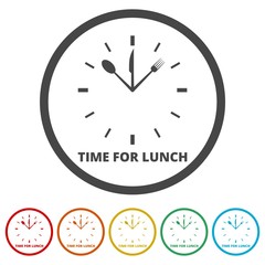 Time For Lunch icons set, 6 Colors Included