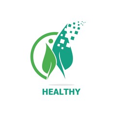 green leaf health pixel logo