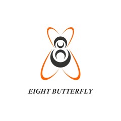 number 8 abstract butterfly logo
