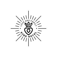 retro crown king royal heart logo