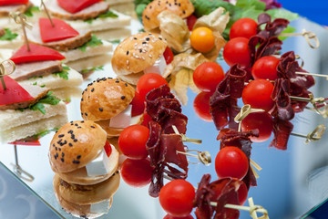 Canape for a buffet table, appetizer.