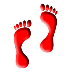 Rote Fußspuren, Fußabdrücke