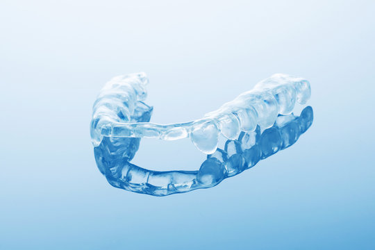 Night Dental Guard By Bruxism On Blue Background