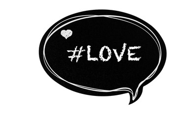 Hashtag love in a speech bubble