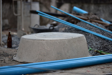 Construction equipment at construction site .