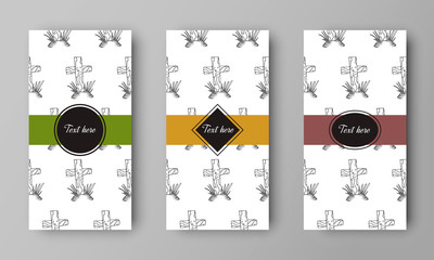 vector design of leaflet cover with print ofwooden cross in the grass pattern