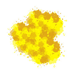 Yellow ink/paint splatter. Isolated on white