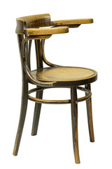 Brown bentwood chair, isolated on white background