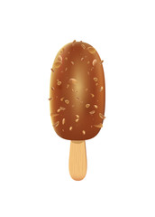 Chocolate ice cream with hazelnuts, vector