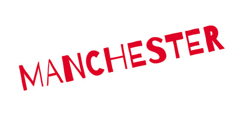 Manchester rubber stamp. Grunge design with dust scratches. Effects can be easily removed for a clean, crisp look. Color is easily changed.