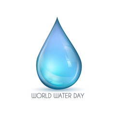 Blue shiny water drop. Vector illustration