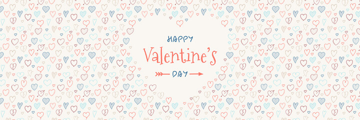 Obraz na płótnie Canvas Valentine's Day - banner with cute hand drawn hearts. Vector.