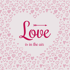 Cute card with heart sketch and wishes for Valentine's Day. Vector.