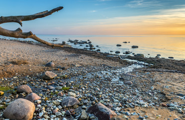 Fototapeta na wymiar Coastal landscape, Baltic Sea at sunset