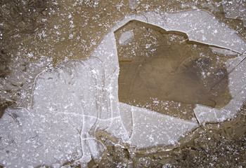 Puddle with snow