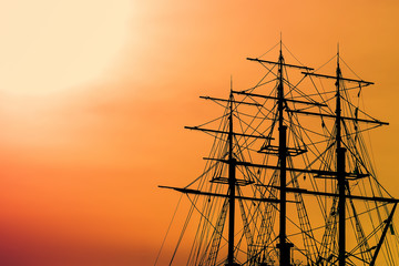 A part of a sailing ship, the masts of a ship, the sea