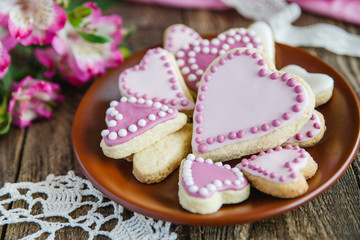 pink Valentine's heart shaped cookies