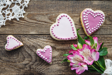 pink Valentine's heart shaped cookies