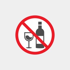 Prohibiting vector sign. Prohibiting flat vector icon. Drinking alcohol is prohibited sign. No alcohol