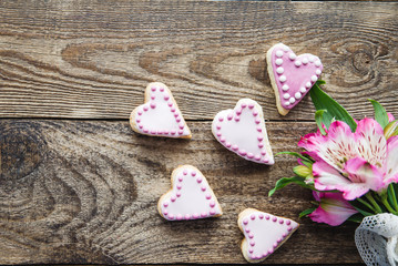 pink Valentine's heart shaped cookies