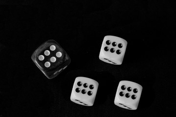 a lot of game bones, on a black background.  Digit six and take.