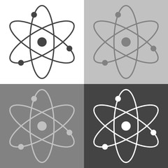 Atom icon. Vector atrom set  on white-grey-black color