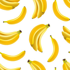 Realistic Detailed Fruit Banana Seamless Pattern Background. Vector