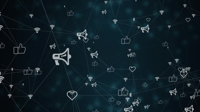 abstract moving social network background. background from the slow moving connected things. internet of things