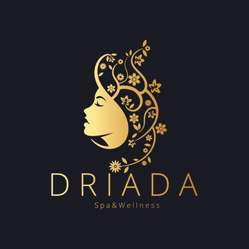 Driada logo. An elegant logo for beauty, fashion and hairstyle related business.