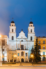 Fototapeta na wymiar Minsk, Belarus. View Of Cathedral Of Saint Virgin Mary In Evening