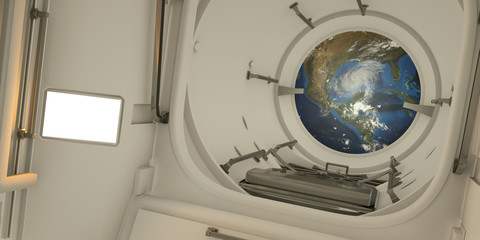 Extremely detailed and realistic high resolution 3D illustration of the interior of International Space Station. Elements of this image have been furnished by Nasa.