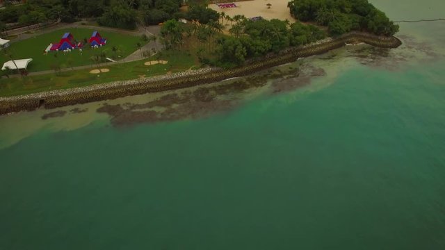 Sentosa Island Singapore Aerial Beach Reveal 