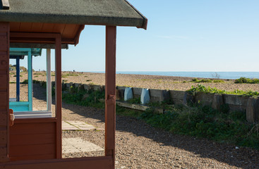 Fototapeta premium Beach and sea at Worthing, Sussex, England