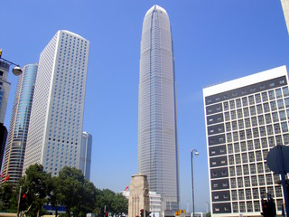 Naklejka premium Hong Kong skyscraper business towers, Hong Kong island center